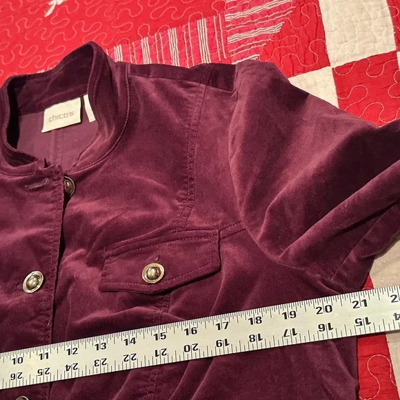 Chico's Rich Burgundy Utility Jacket with Gold Accents - Picture 8 of 10